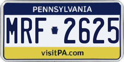 PA license plate MRF2625