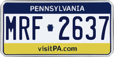PA license plate MRF2637