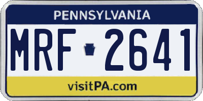 PA license plate MRF2641