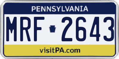 PA license plate MRF2643