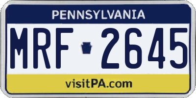 PA license plate MRF2645