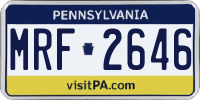 PA license plate MRF2646