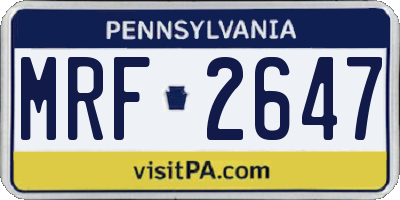 PA license plate MRF2647