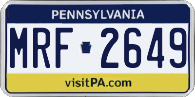 PA license plate MRF2649