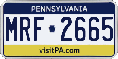 PA license plate MRF2665