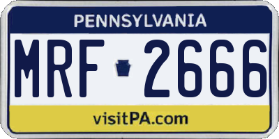 PA license plate MRF2666