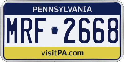 PA license plate MRF2668
