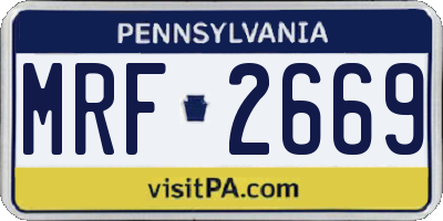 PA license plate MRF2669