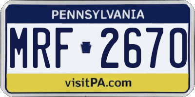 PA license plate MRF2670