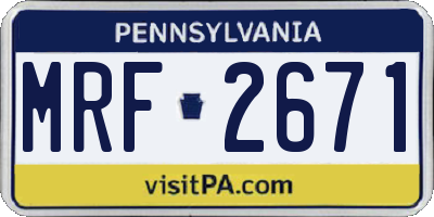 PA license plate MRF2671