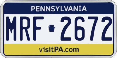 PA license plate MRF2672