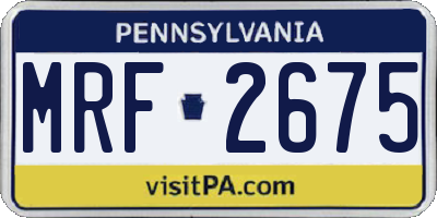 PA license plate MRF2675