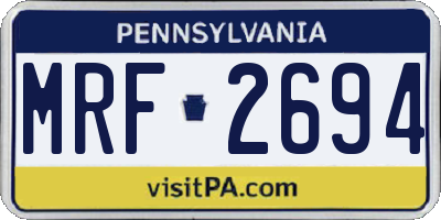 PA license plate MRF2694