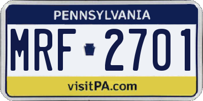 PA license plate MRF2701