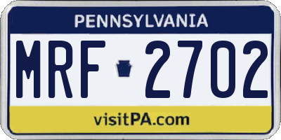 PA license plate MRF2702