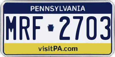 PA license plate MRF2703