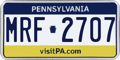 PA license plate MRF2707
