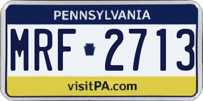 PA license plate MRF2713