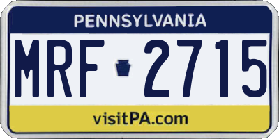 PA license plate MRF2715
