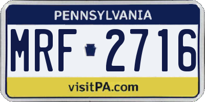 PA license plate MRF2716
