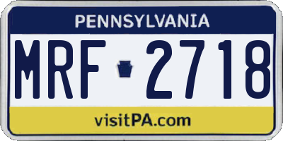PA license plate MRF2718