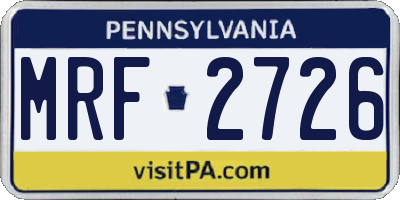 PA license plate MRF2726