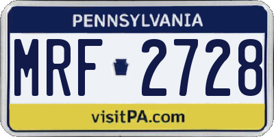 PA license plate MRF2728