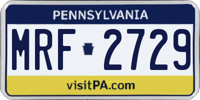 PA license plate MRF2729