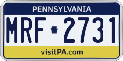 PA license plate MRF2731