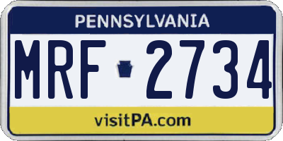 PA license plate MRF2734