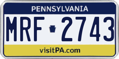 PA license plate MRF2743