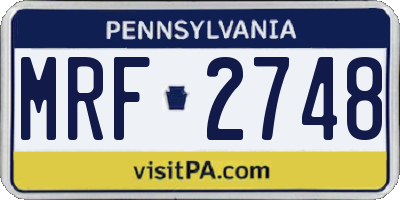 PA license plate MRF2748