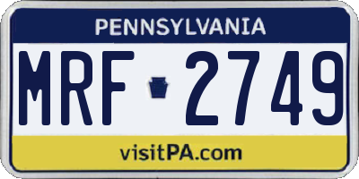 PA license plate MRF2749