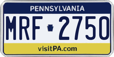 PA license plate MRF2750