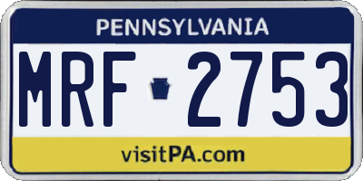PA license plate MRF2753