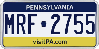 PA license plate MRF2755