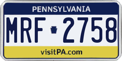 PA license plate MRF2758