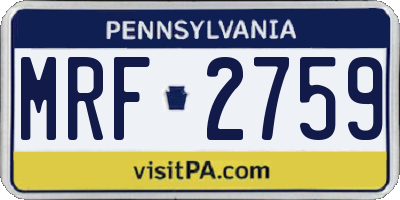 PA license plate MRF2759