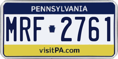 PA license plate MRF2761
