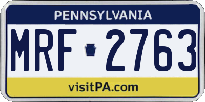 PA license plate MRF2763