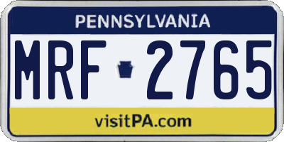 PA license plate MRF2765