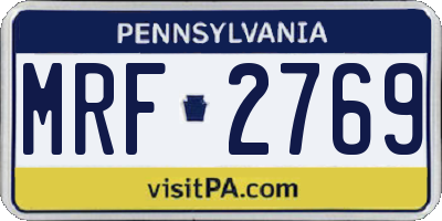 PA license plate MRF2769