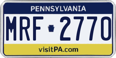 PA license plate MRF2770
