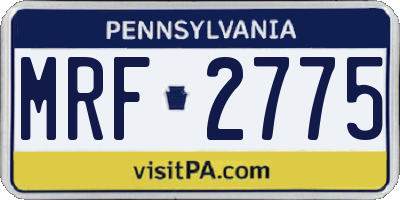 PA license plate MRF2775