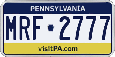 PA license plate MRF2777