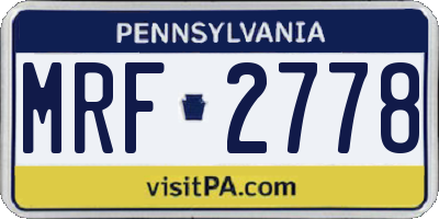 PA license plate MRF2778