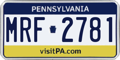 PA license plate MRF2781