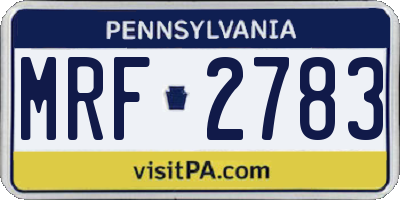 PA license plate MRF2783