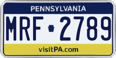 PA license plate MRF2789