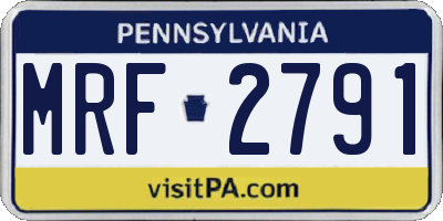 PA license plate MRF2791